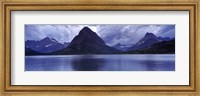 Reflection of mountains in a lake, Swiftcurrent Lake, Many Glacier, US Glacier National Park, Montana (Blue) Fine Art Print