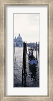 Gondolier in a gondola with a cathedral in the background, Santa Maria Della Salute, Venice, Veneto, Italy Fine Art Print