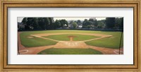 Baseball diamond looked through the net, Doubleday Field, Cooperstown, Venango County, Pennsylvania, USA Fine Art Print