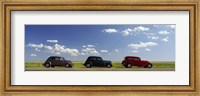 Three Hot Rods moving on a highway, Route 66, USA Fine Art Print