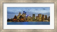 Opera house and buildings lit up at dusk, Sydney Opera House, Sydney Harbor, Sydney, New South Wales, Australia Fine Art Print