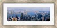 Skyscrapers in a city, Victoria Harbour, Hong Kong, China Fine Art Print