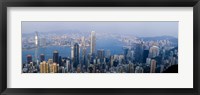 Skyscrapers in a city, Victoria Harbour, Hong Kong, China Fine Art Print
