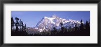 Mountain range covered with snow, Mt Shuksan, Picture Lake, North Cascades National Park, Washington State, USA Fine Art Print