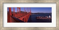 Container ship passing under a suspension bridge, Golden Gate Bridge, San Francisco Bay, San Francisco, California, USA Fine Art Print