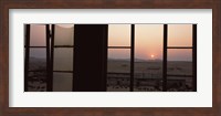 Sunrise viewed through a window, Sperrgebiet, Kolmanskop, Namib Desert, Namibia Fine Art Print