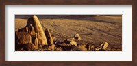 Rocks in a desert, overview of tourist vehicle, Namibia Fine Art Print