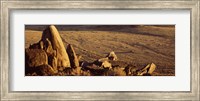 Rocks in a desert, overview of tourist vehicle, Namibia Fine Art Print
