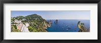 Boats in the sea, Faraglioni, Capri, Naples, Campania, Italy Fine Art Print