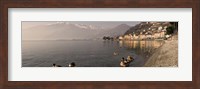 Town at the lakeside, Nobiallo, Lake Como, Como, Lombardy, Italy Fine Art Print
