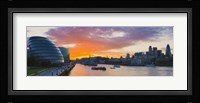 City hall with office buildings at sunset, Thames River, London, England 2010 Fine Art Print