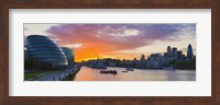City hall with office buildings at sunset, Thames River, London, England 2010 Fine Art Print
