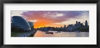 City hall with office buildings at sunset, Thames River, London, England 2010 Fine Art Print
