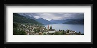 City at the lakeside, Lake Lucerne, Weggis, Lucerne Canton, Switzerland Fine Art Print