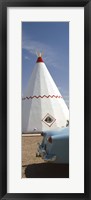 Car with a teepee in the background, Wigwam Motel, Route 66, Holbrook, Navajo County, Arizona, USA Fine Art Print
