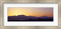 Silhouette of a golf course with Sinai Mountains in the background, The Cascades Golf & Country Club, Soma Bay, Hurghada, Egypt Fine Art Print