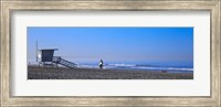 Rear view of a surfer on the beach, Santa Monica, Los Angeles County, California, USA Fine Art Print