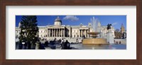 Fountain with a museum on a town square, National Gallery, Trafalgar Square, City Of Westminster, London, England Fine Art Print