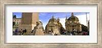 Tourists in front of churches, Santa Maria Dei Miracoli, Santa Maria Di Montesanto, Piazza Del Popolo, Rome, Italy Fine Art Print