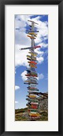 Sign post showing distances to various countries, Stanley, Falkland Islands Fine Art Print