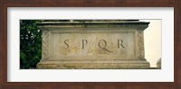SPQR Text carved on the stone, Piazza Del Campidoglio, Palazzo Senatorio, Rome, Italy Fine Art Print