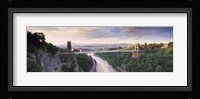 Bridge across a river at sunset, Clifton Suspension Bridge, Avon Gorge, Avon River, Bristol, England Fine Art Print