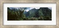 Mountains and buildings at the coast, Tahiti, Society Islands, French Polynesia Fine Art Print
