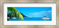 Sailboats in the ocean, Tahiti, Society Islands, French Polynesia (horizontal) Fine Art Print
