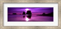 Silhouette of sea stacks at sunset, Second Beach, Washington State Fine Art Print