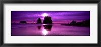 Silhouette of sea stacks at sunset, Second Beach, Washington State Fine Art Print