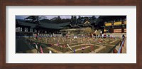 Tourists at a temple, Haeinsa Temple, Kayasan Mountains, Gyeongsang Province, South Korea Fine Art Print