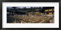 Tourists at a temple, Haeinsa Temple, Kayasan Mountains, Gyeongsang Province, South Korea Fine Art Print