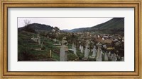 Tombstones in a cemetery, Saxon Church, Biertan, Sibiu County, Transylvania, Romania Fine Art Print
