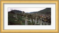 Tombstones in a cemetery, Saxon Church, Biertan, Sibiu County, Transylvania, Romania Fine Art Print