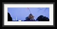 Iwo Jima Memorial at dusk with Washington Monument in the background, Arlington National Cemetery, Arlington, Virginia, USA Fine Art Print