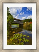 Covered bridge across a river, Vermont, USA Fine Art Print