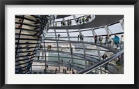 Tourists near the mirrored cone at the center of the dome, Reichstag Dome, The Reichstag, Berlin, Germany Fine Art Print