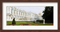 Formal garden in front of a palace, Tsarskoe Selo, Catherine Palace, St. Petersburg, Russia Fine Art Print
