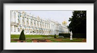 Formal garden in front of a palace, Tsarskoe Selo, Catherine Palace, St. Petersburg, Russia Fine Art Print