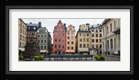 Benches at a small public square, Stortorget, Gamla Stan, Stockholm, Sweden Fine Art Print