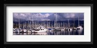 Boats at a harbor, Santa Barbara Harbor, Santa Barbara, California, USA Fine Art Print