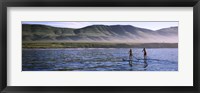Tourists paddleboarding in the pacific ocean, Santa Cruz Island, Santa Barbara County, California Fine Art Print