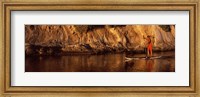 Paddle-boarder in river, Santa Barbara, California, USA Fine Art Print
