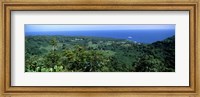 High angle view of landscape with ocean in the background, Wailua, Hana Highway, Hana, Maui, Hawaii, USA Fine Art Print