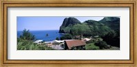 Village at a coast, Kahakuloa, Highway 340, West Maui, Hawaii, USA Fine Art Print