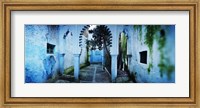 Painted wall of medina, Chefchaouen, Morocco Fine Art Print