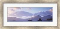 Castle at dusk with mountains in the background, Castle Stalker, Argyll, Highlands Region, Scotland Fine Art Print