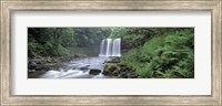Waterfall in a forest, Sgwd Yr Eira (Waterfall of Snow), Afon Hepste, Brecon Beacons National Park, Wales Fine Art Print