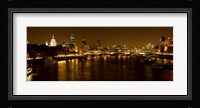 View of Thames River from Waterloo Bridge at night, London, England Fine Art Print