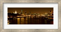 View of Thames River from Waterloo Bridge at night, London, England Fine Art Print
